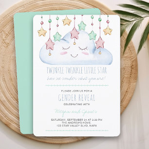 Twinkle Twinkle Stern und Cloud Green Geschlechtse Einladung