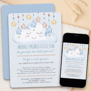 Twinkle Twinkle Sterne und Cloud Boy Baby Sprinkle Einladung