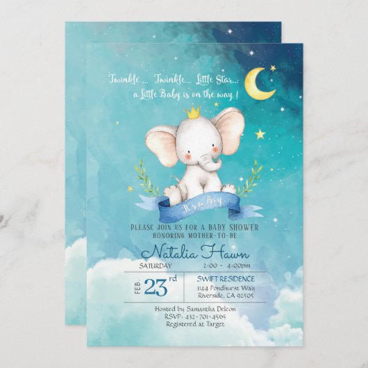 Twinkle Twinkle Twinkle Stern Einladung (Vorne/Hinten)