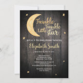 Twinkle Twinkle Wasserfarbe Babydusche Einladung (Vorderseite)