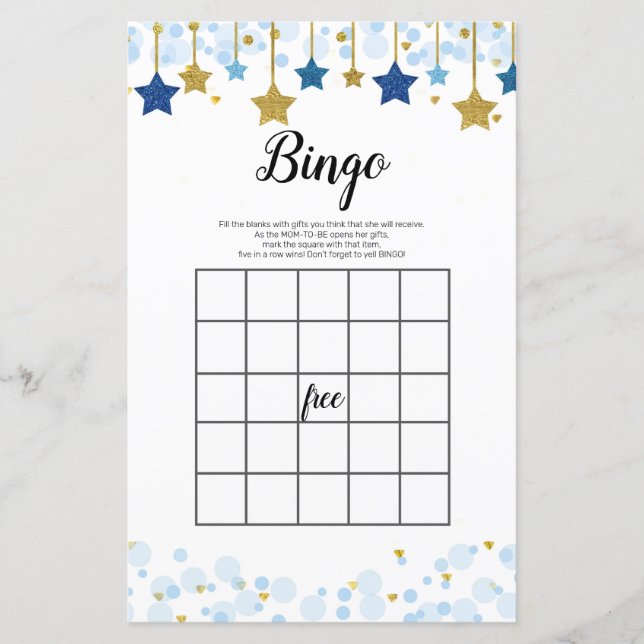 Twinkle Twinkle Watercolor Bingo Game (Vorderseite)