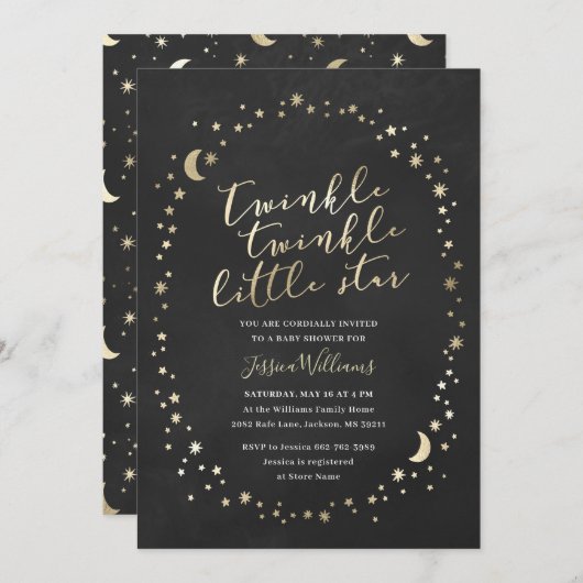 Twinkle winzige kleine Sternendusche Einladung (Vorne/Hinten)