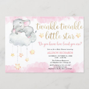 Twinkle winzige Stern-Rosa-Goldene Babydusche Einladung