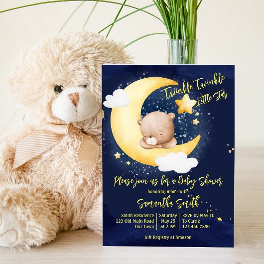 Twinkle winzige Teddy-Babydusche Einladung