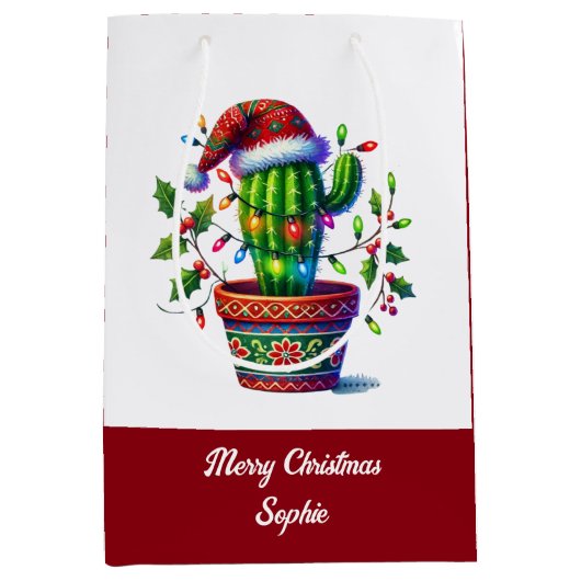 Twinkling Cactus Christmas Mittlere Geschenktüte (Vorderseite)