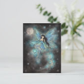 Twinkling Dezember Blue Fairy Fantasy Art Postkarte (Stehend Vorderseite)