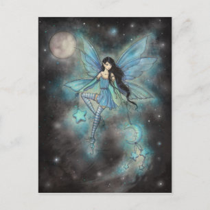Twinkling Dezember Blue Fairy Fantasy Art Postkarte