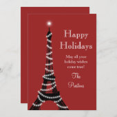Twinkling Eiffel Tower Holiday Card Feiertagskarte (Vorne/Hinten)