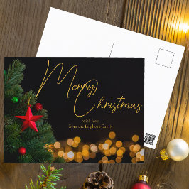 Twinkling Gold Lights Moderne frohe Weihnachten Postkarte
