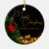 Twinkling Gold Lights Moderne Weihnachten Keramik Ornament (Vorne)