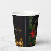 Twinkling Gold Lights Modernes fröhliches Weihnach Pappbecher (Rechts)