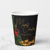 Twinkling Gold Lights Modernes fröhliches Weihnach Pappbecher (Vorderseite)