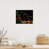 Twinkling Gold Lights Modernes fröhliches Weihnach Poster (Küche)