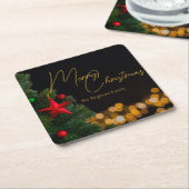 Twinkling Gold Lights Modernes fröhliches Weihnach Rechteckiger Pappuntersetzer (angewinkelt)