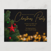 Twinkling Gold Lights Modernes Weihnachtsfest Part Einladungspostkarte (Vorderseite)