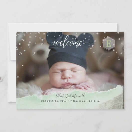 Twinkling kleine Sterne Geburt Danke Einladung (Vorderseite)