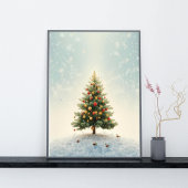 Twinkling Lights Christmas Tree Poster
