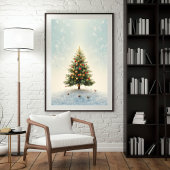Twinkling Lights Christmas Tree Poster