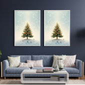 Twinkling Lights Christmas Tree Poster