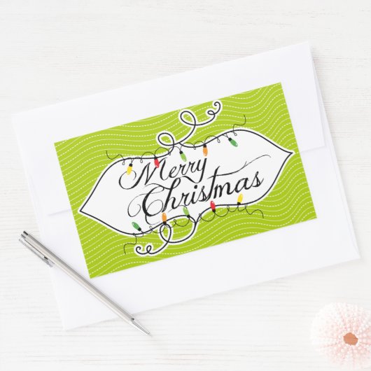 Twinkling Lights Frohe Weihnachtsaufkleber Rechteckiger Aufkleber (Umschlag)