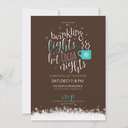 Twinkling Lights Hot Cocoa Nights ID593 Einladung (Vorderseite)