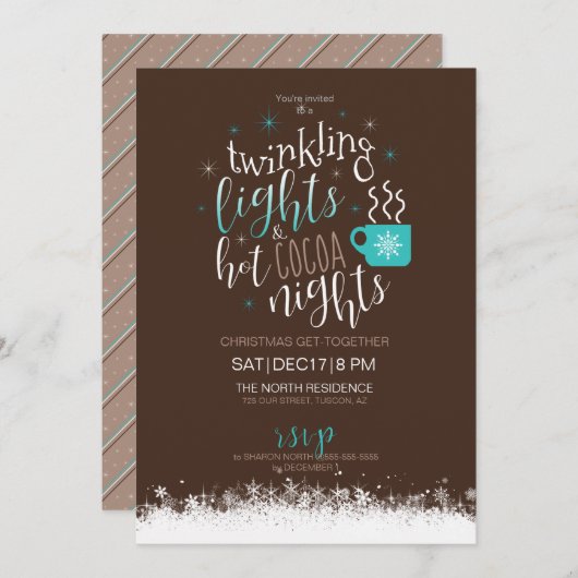 Twinkling Lights Hot Cocoa Nights ID593 Einladung (Vorne/Hinten)