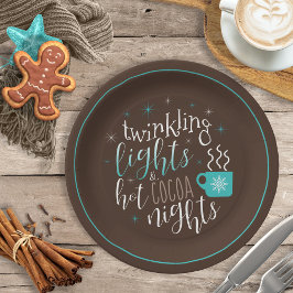 Twinkling Lights Hot Cocoa Nights ID593 Pappteller