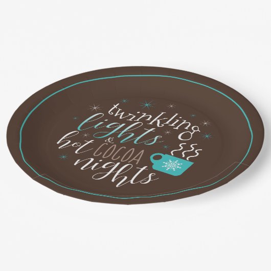 Twinkling Lights Hot Cocoa Nights ID593 Pappteller (Schrägansicht)