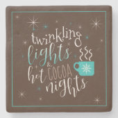 Twinkling Lights Hot Cocoa Nights ID593 Steinuntersetzer (Vorderseite)