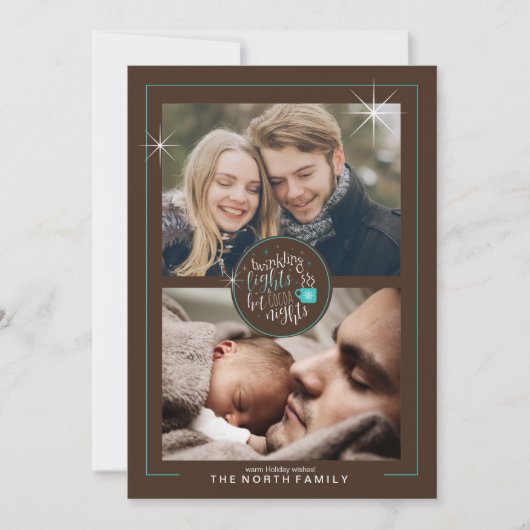 Twinkling Lights Hot Cocoa Nights Zwei Foto ID593 Einladung (Vorderseite)