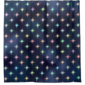Twinkling Pastel Stars Navy Blue Trendy Glam Duschvorhang (Vorderseite)