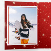 Twinkling Red Christmas Double Fold Foto Card Dreifach Gefaltete Urlaubskarte (Innen Erste Seite)