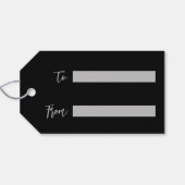 Twinkling Silver Stars Frohe Weihnachts Schwarz Geschenkanhänger (Rückseite Horizontal)