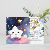 Twinkling Stardust Soiree Babydusche Einladung (Stehend Vorderseite)