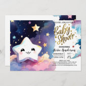 Twinkling Stardust Soiree Babydusche Einladung (Vorne/Hinten)