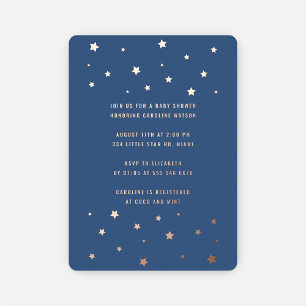 Twinkling Stars Navy Blue Baby Shower Folieneinladung