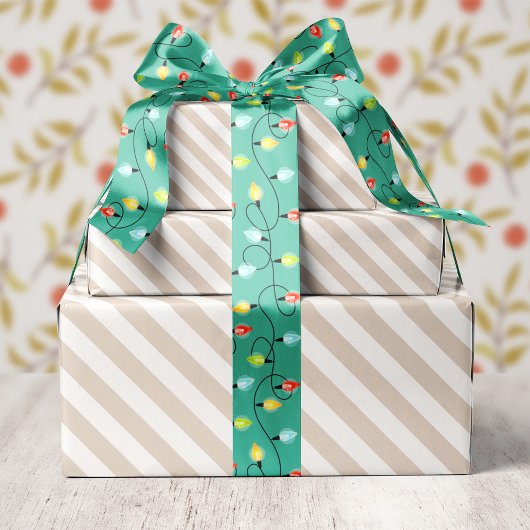 Twinkling Weihnachtslicht Weihnachtsmuster Satinband