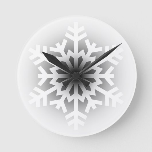 Twinkling White Snowflake Runde Wanduhr (Vorderseite)