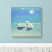 Twinkling Winter Polar Bären Wrapped Canvas Print Leinwanddruck (Insitu (Holzboden))