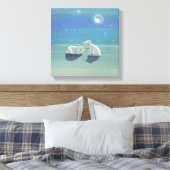Twinkling Winter Polar Bären Wrapped Canvas Print Leinwanddruck (Insitu (Schlafzimmer))