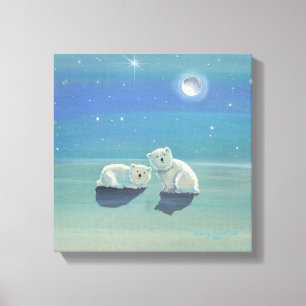 Twinkling Winter Polar Bären Wrapped Canvas Print Leinwanddruck