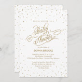 Twinkly Gold Stars Extravagante Kinderdusche Einla Einladung (Vorne/Hinten)