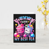 Twinning With My Tea Bubble Tea Boba Ie Friendship Karte (Gelbe Blume)