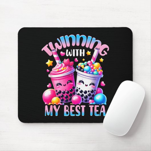 Twinning With My Tea Bubble Tea Boba Ie Friendship Mousepad (Mit Mouse)
