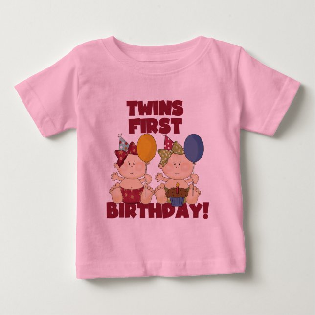 Twins 1. Geburtstag - Girls Tshirts und Geschenke (Vorderseite)