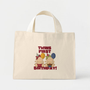 Twins 1. Geburtstag - Girls Tshirts und Geschenke Mini Stoffbeutel