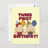 Twins 1. Geburtstag - Girls Tshirts und Geschenke Postkarte (Vorne/Hinten)