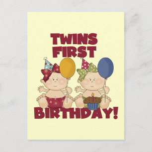 Twins 1. Geburtstag - Girls Tshirts und Geschenke Postkarte
