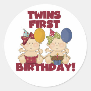 Twins 1. Geburtstag - Girls Tshirts und Geschenke Runder Aufkleber