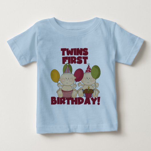 Twins 1. Geburtstag - Jungen T - Shirt und Geschen (Vorderseite)